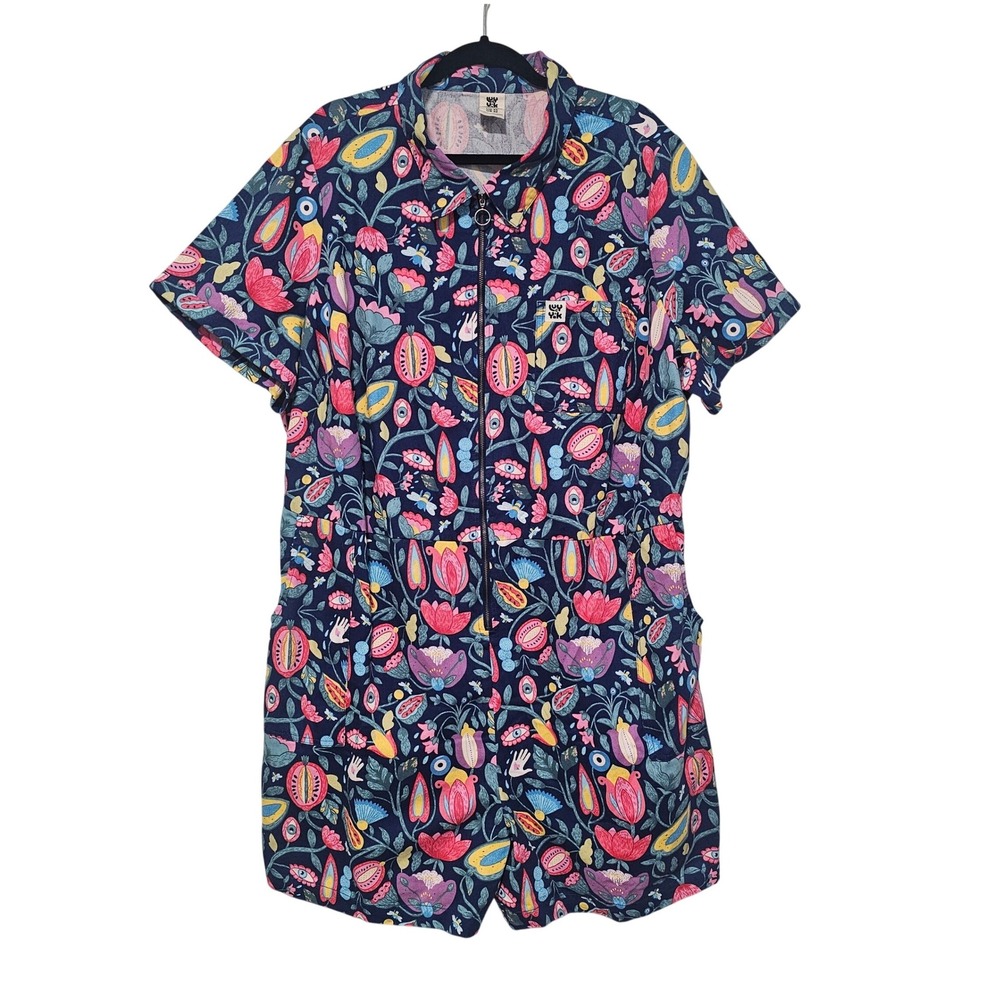 Lucy & Yak Riley Short Sleeve Playsuit 22 Romper Floral Cotton Zip Whimsical